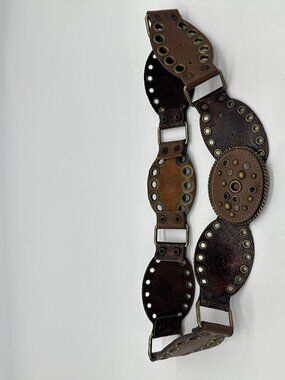 RALPH LAUREN Oval Disk Concho Leather Belt Womens Size Small? Western Made USA